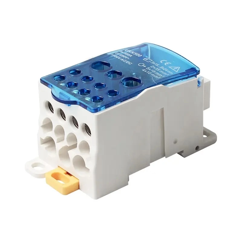High Current 500a Ukk Din Rail Terminal Block Brass Busbar Distribution Box With Screw Fixation