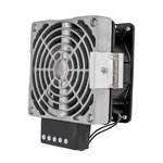 Fan heater HVL031 with power options of 100W, 150W, 200W, 300W, and 400W, equipped with an electrical cabinet and PTC dehumidifying heating plate.