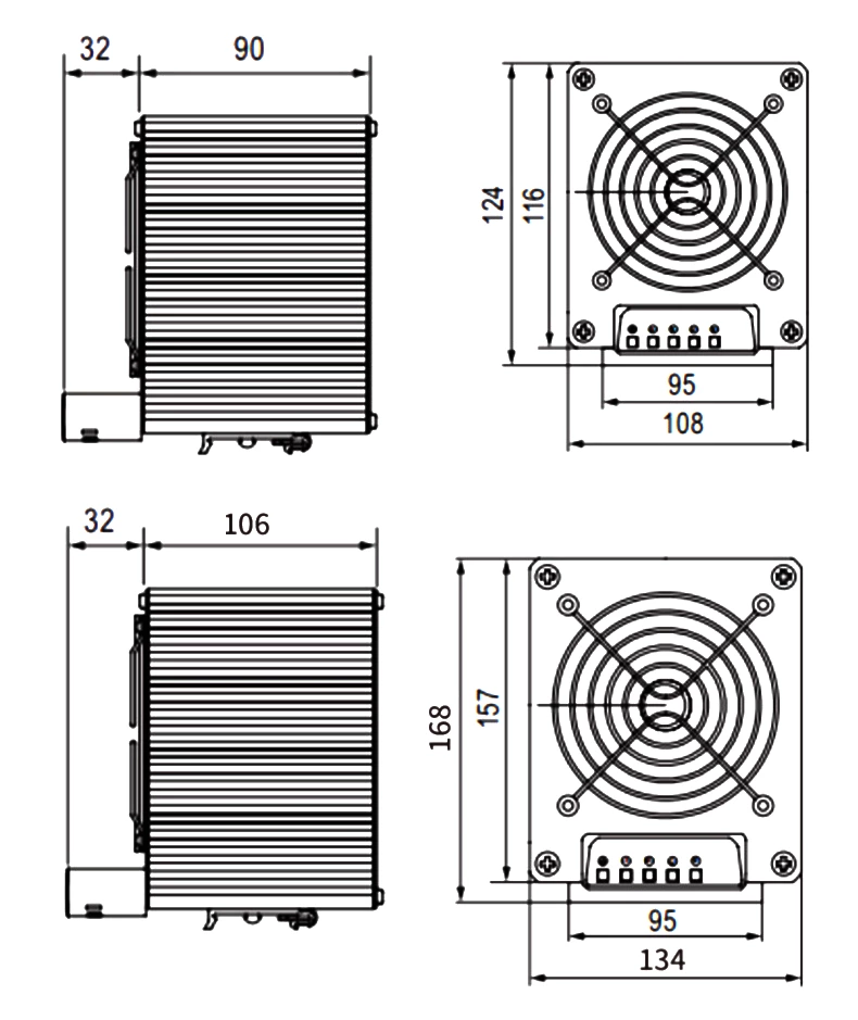 High-power cabinet heater HGM050-200w-1500w with fan, made of PTC aluminum alloy