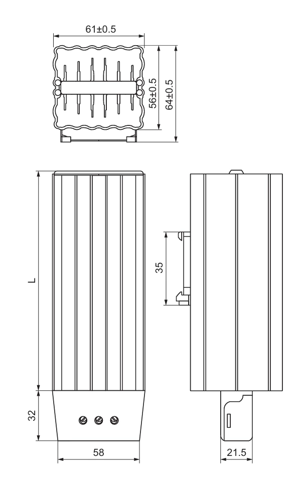 PTC semiconductor heater HG140, power range 25W to 150W, aluminum alloy heater for dehumidification inside cabinets, PTC heating core