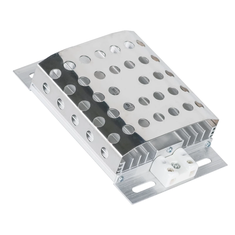 DJR (JRD) heater with protective cover, featuring a stainless steel mesh and an aluminum heating plate, suitable for distribution cabinets