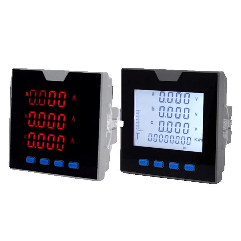 Three-phase digital current, voltage, and power combination multifunctional electrical meter, LCD energy digital network meter 485