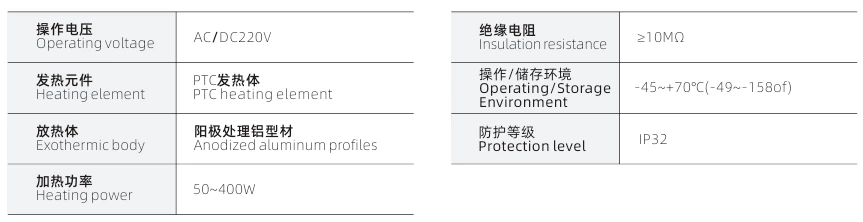 DJR-L (JRD) aluminum alloy heater PTC 50-400W distribution cabinet heating plate constant temperature dehumidification anti-condensation warming dehumidification drying