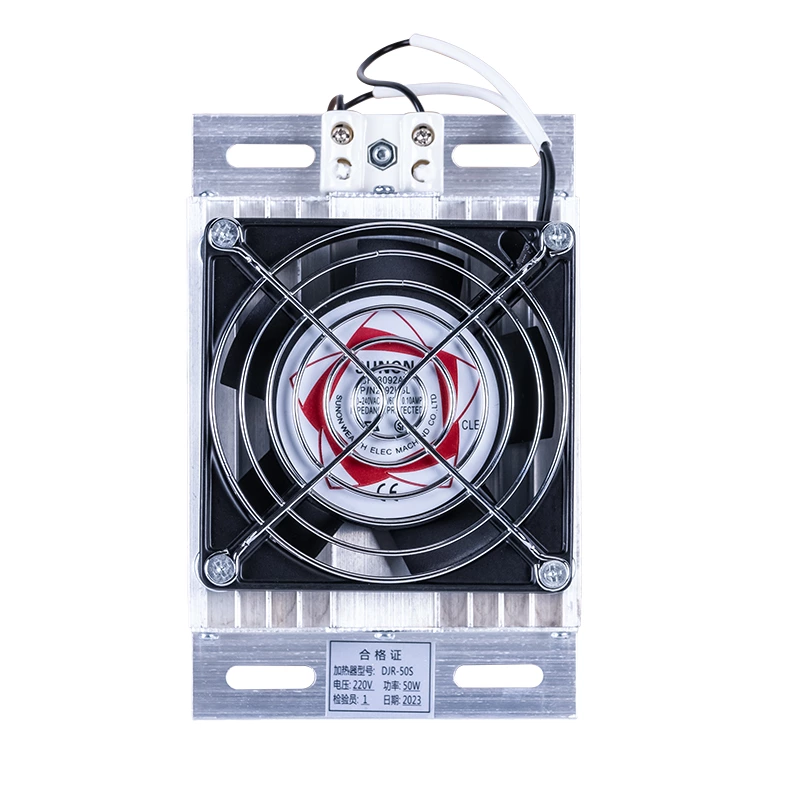 Aluminum alloy heater with fan, power range 25-200W, PTC temperature control cabinet, constant temperature dehumidification, moisture-proof, anti-condensation, 500W