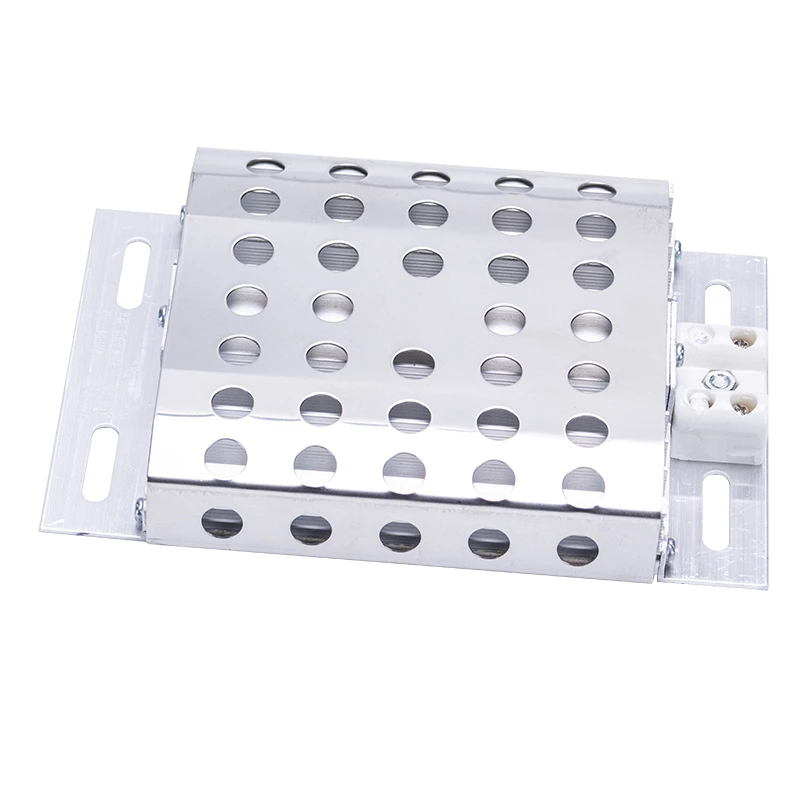 DJR (JRD) heater with protective cover, featuring a stainless steel mesh and an aluminum heating plate, suitable for distribution cabinets