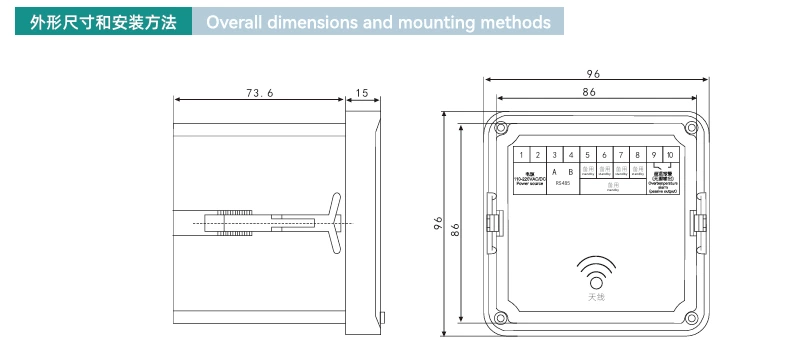 Smart wireless temperature monitoring device, wireless temperature receiver for high and low voltage switchgear, power online monitoring