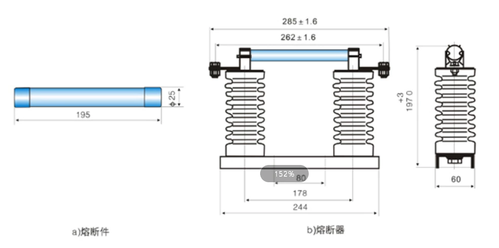 High-voltage fuse XRNP1-10-12KV 0.5A 1A 2A 3 protection fuse tube core mutual inductance PT current-limiting fuse