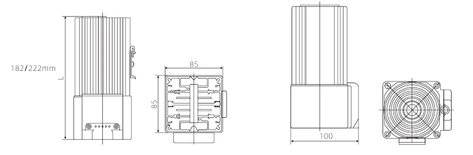 Aluminum alloy heater with fan HGL046, 250W, 400W, PTC distribution cabinet constant temperature dehumidification anti-condensation