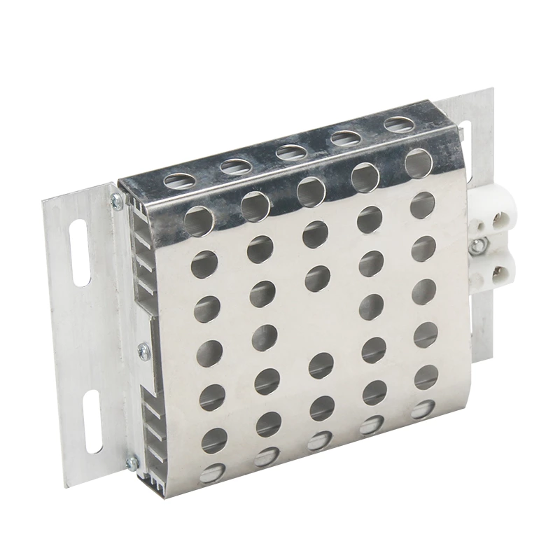 DJR (JRD) heater with protective cover, featuring a stainless steel mesh and an aluminum heating plate, suitable for distribution cabinets