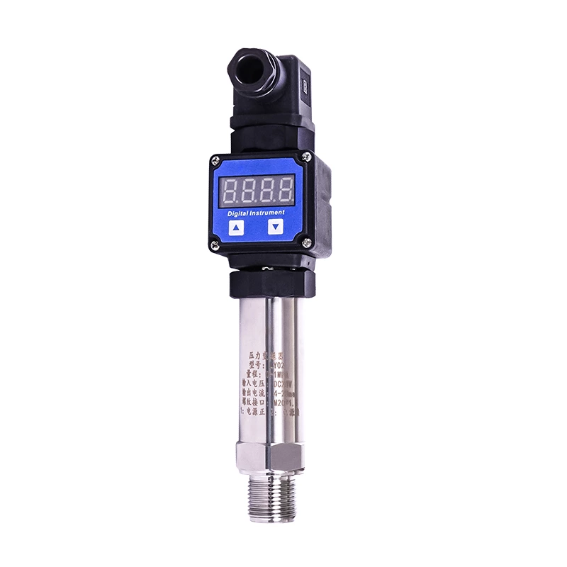 Intelligent digital display/lcd display diffused silicon pressure transmitter, selectable range from 0.1 to 60 MPa (default 4-20 mA output, M20*1.5 thread, 24V DC power)